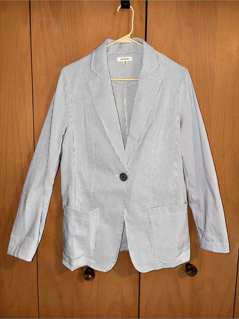 Max Studio Striped Blazer in Gray & White